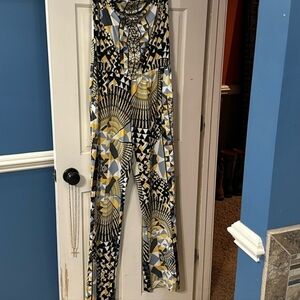 Hale Bob Black and Gold Floral Jumpsuit